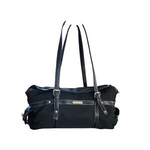 Kenneth Cole Reaction black Nylon barrel satchel fold over flap